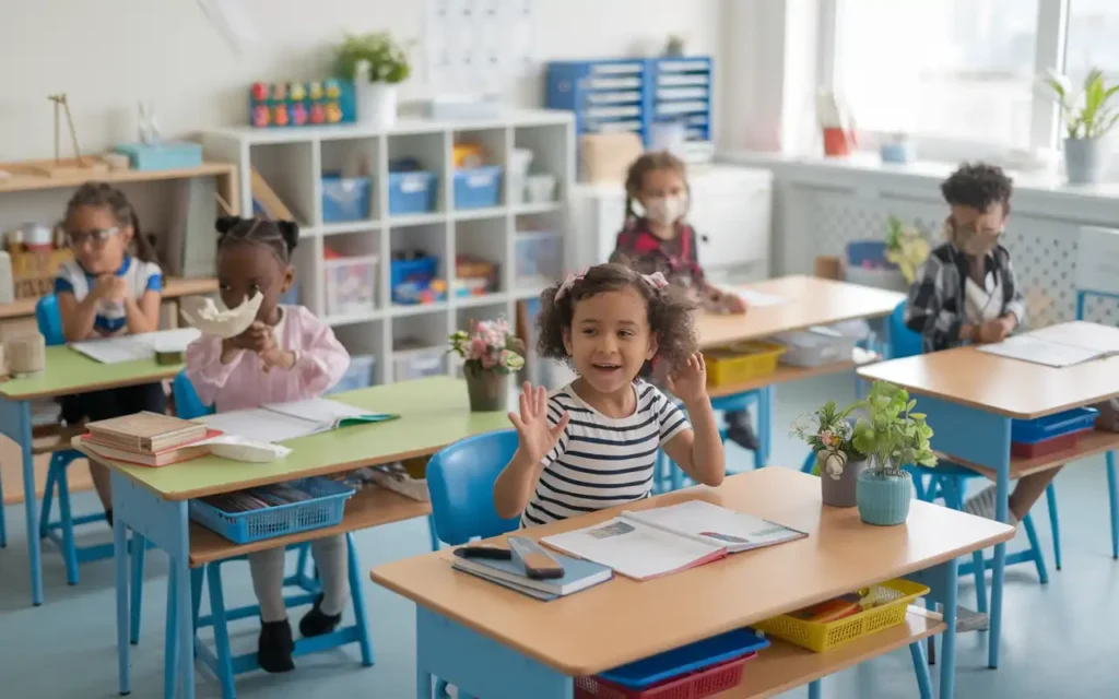 Back to school health tips school environment image showing clean and organized classrooms.
