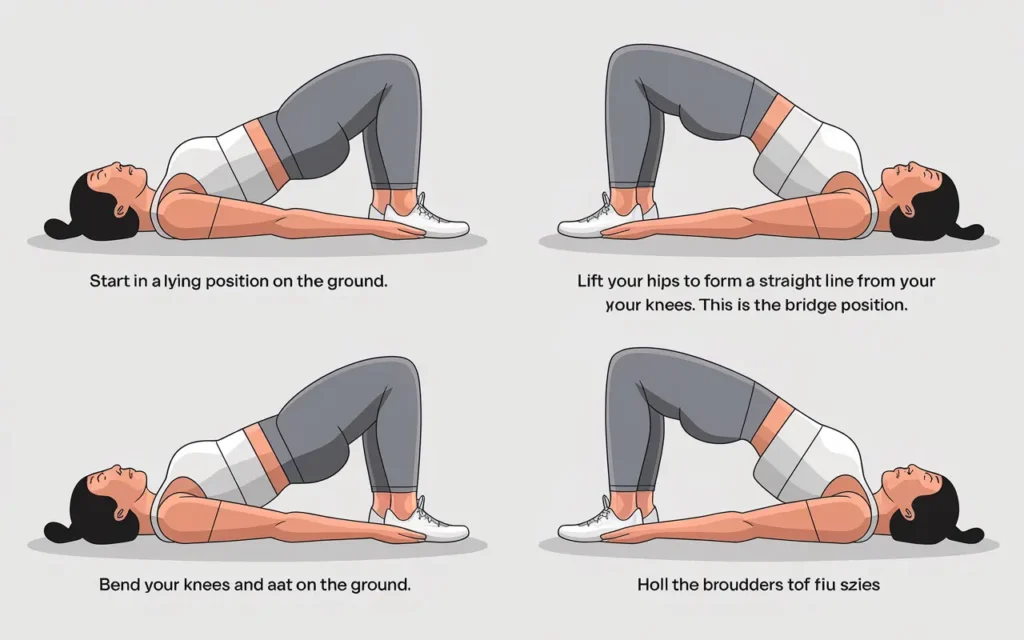 Step-by-step guide for performing glute bridge exercise