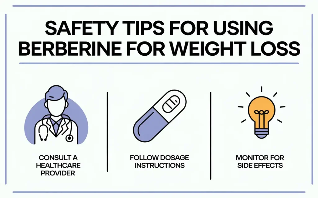 Best berberine for weight loss safety tips graphic
