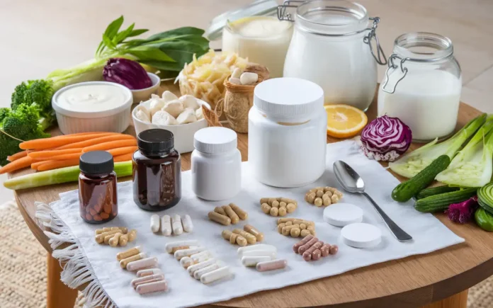 Best probiotics for weight loss supplements on a table