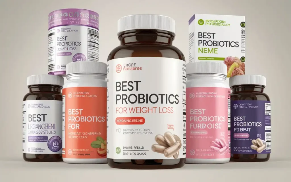 Top probiotics for weight loss supplements displayed