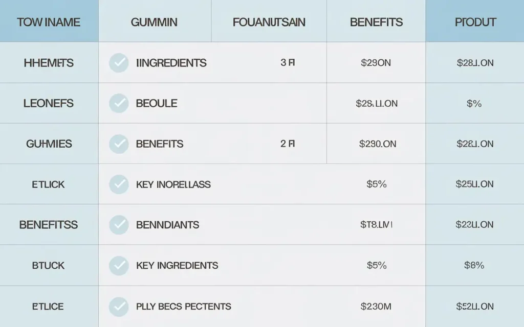 Comparison table of Best Weight Loss Gummies products