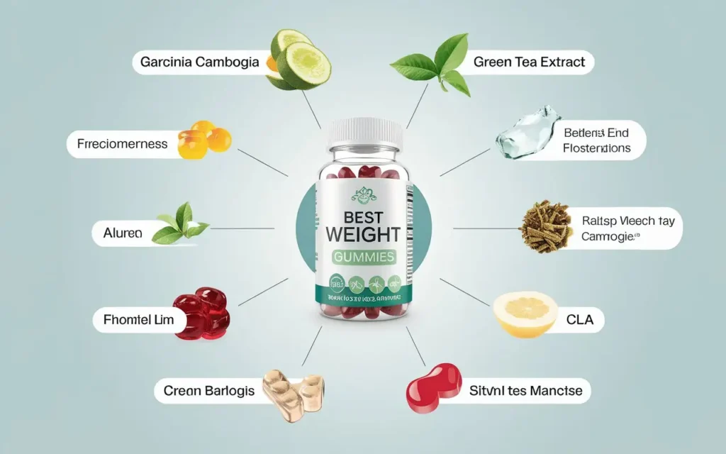 Key ingredients in Best Weight Loss Gummies displayed
