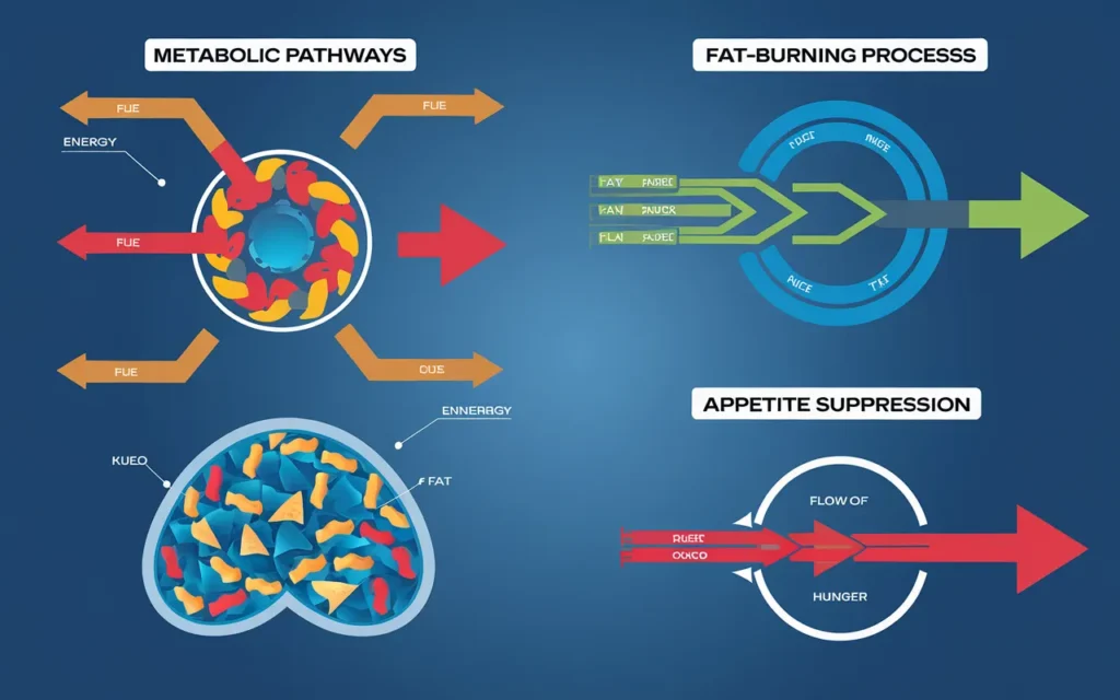 Scientific Illustration of Blue Tonic Weight Loss Mechanism