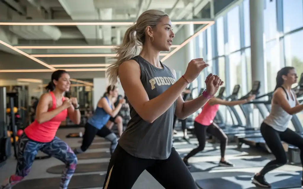 Fitness programs at Purdue's Center for Healthy Living with students exercising