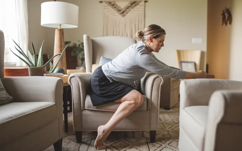 Person following a chair yoga for weight loss routine at home