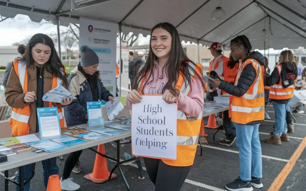 Students volunteering for mental health community service