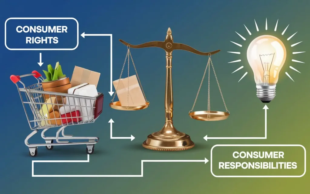 A creative layout representing consumer awareness concepts for a class 10 project