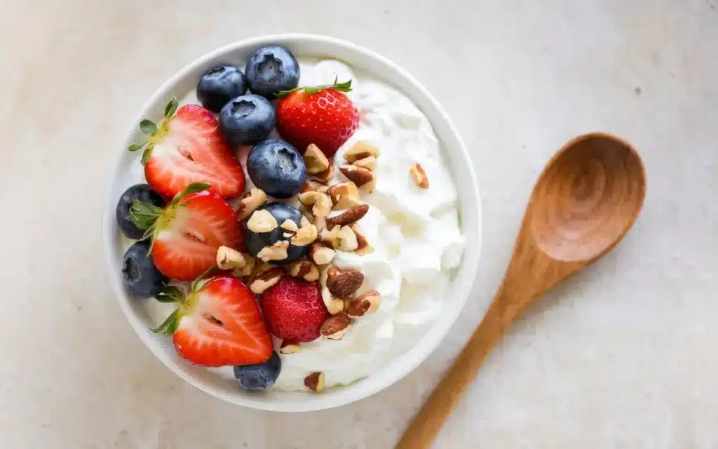 Cottage cheese with berries as a healthy snack