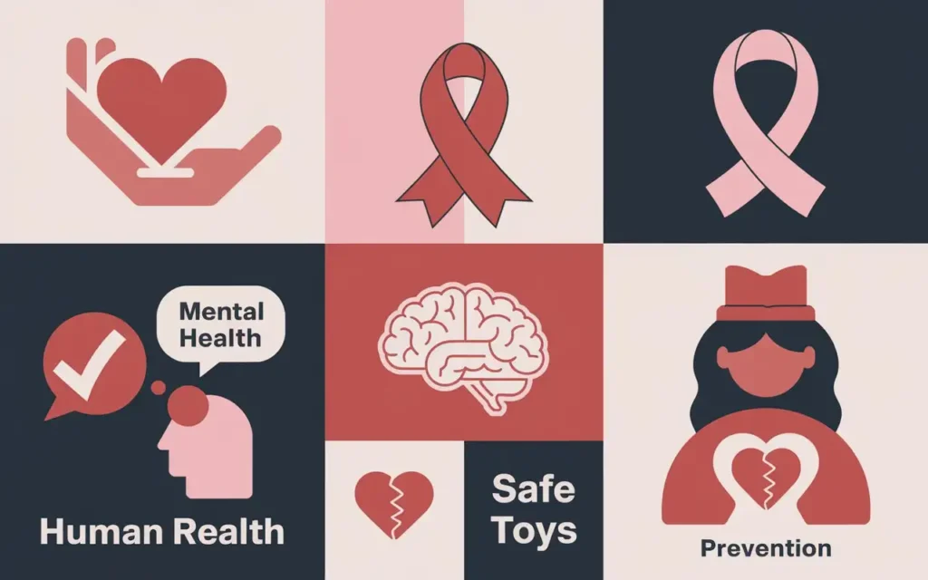 Collage of key causes supported during December Awareness Month