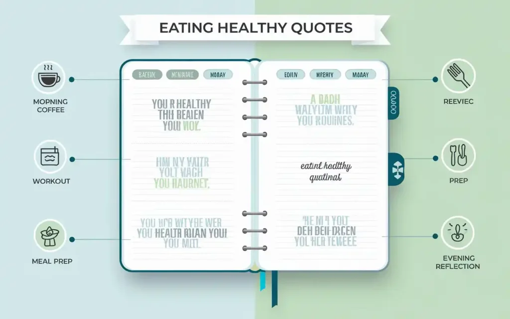 Incorporating eating healthy quotes into daily routine illustration