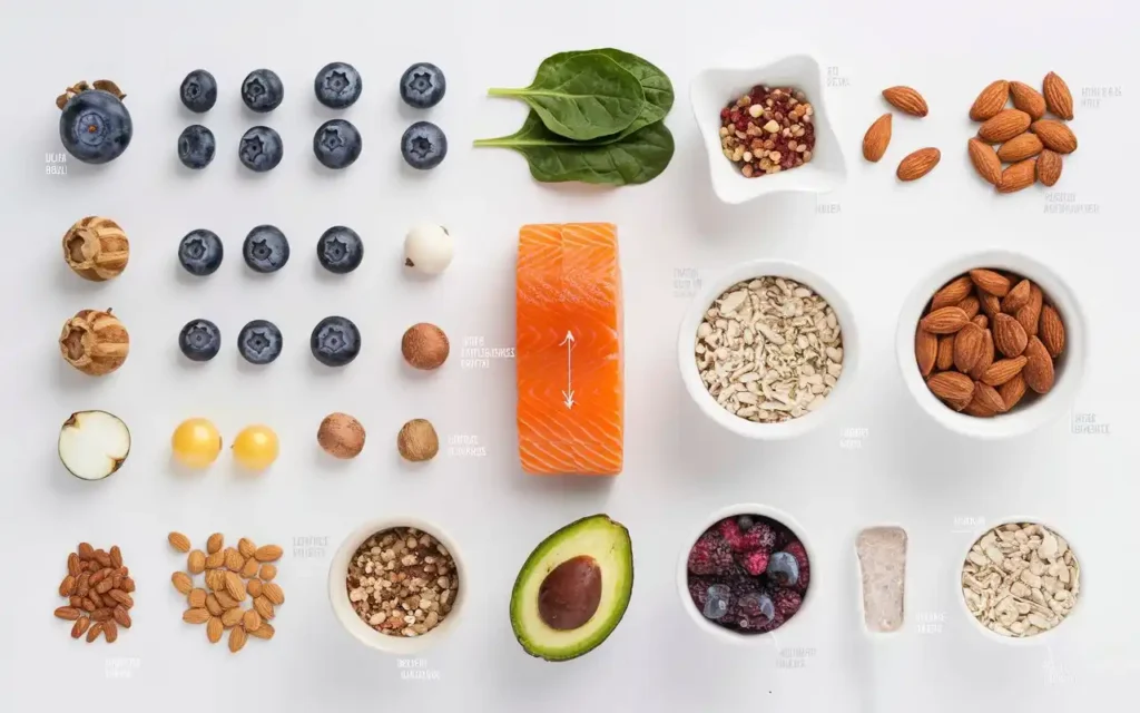 Eating Healthy Today: Selection of Superfoods on a White Background