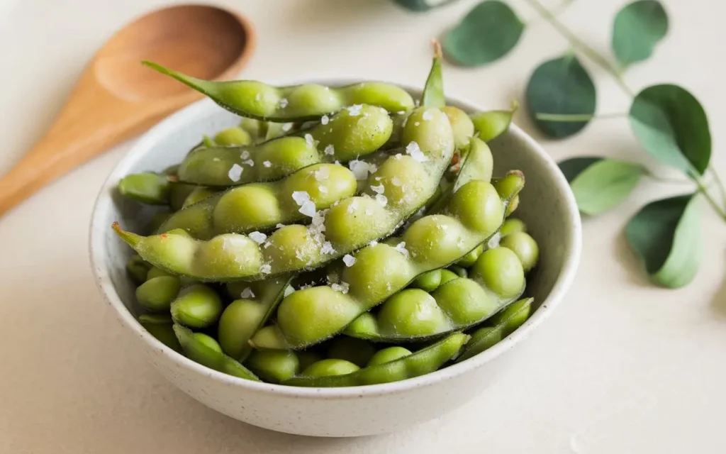 Bowl of edamame as a protein snack