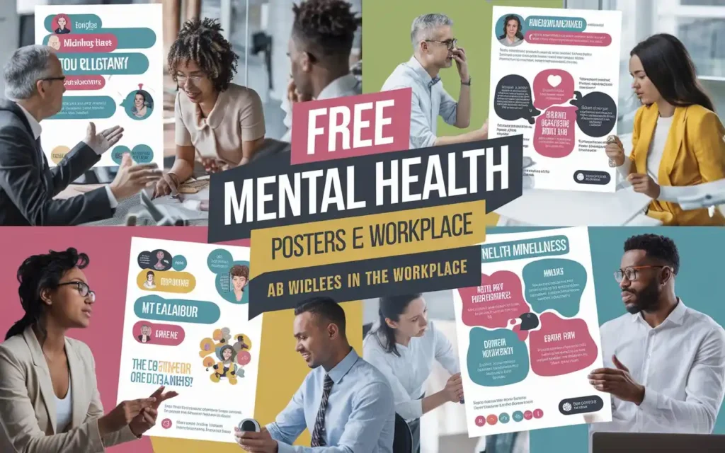 Free mental health posters for the workplace engaging employees in wellness activities.

