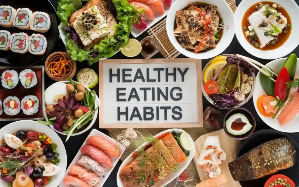 Healthy eating habits from around the world, with diverse dishes