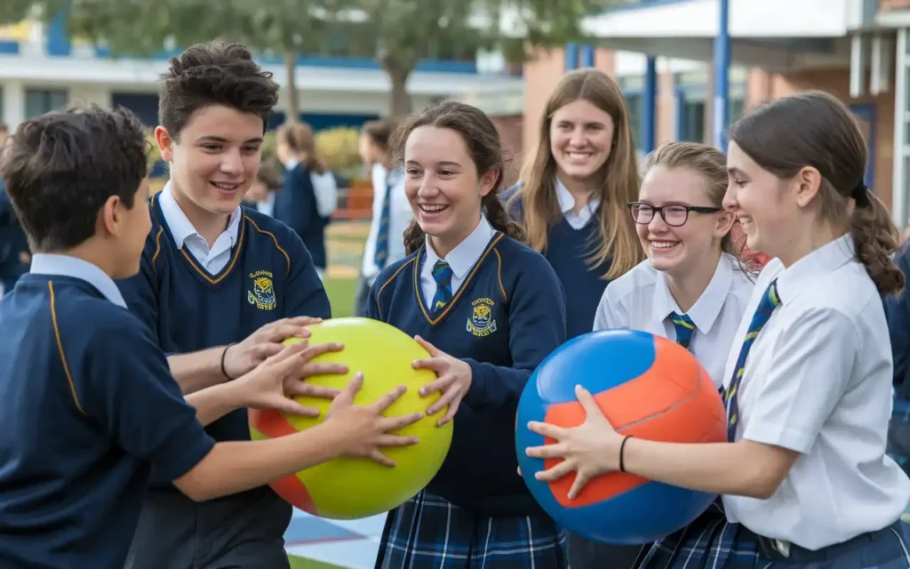 Students enjoying fun mental health activity