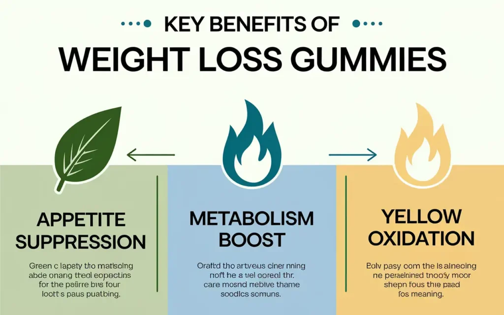 Infographic showing the benefits of gummies for weight loss