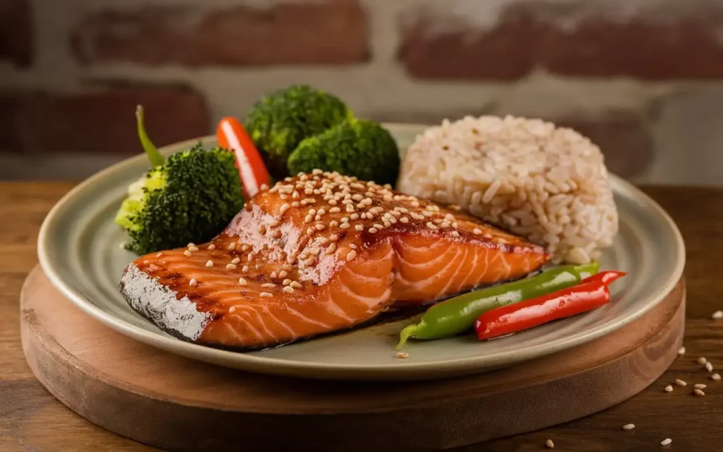 Balanced and satisfying main dishes from healthy Asian recipes like grilled teriyaki salmon
