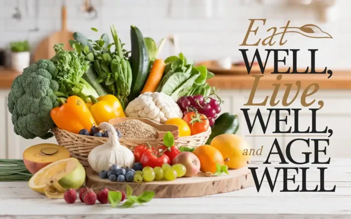 Healthy eating inspirational nutrition quotes featured image with motivational text and fresh vegetables.