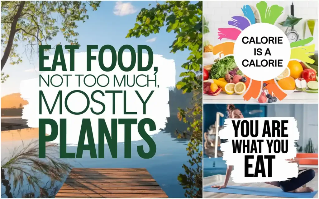 Applying healthy eating motivation quotes with practical tips illustrated