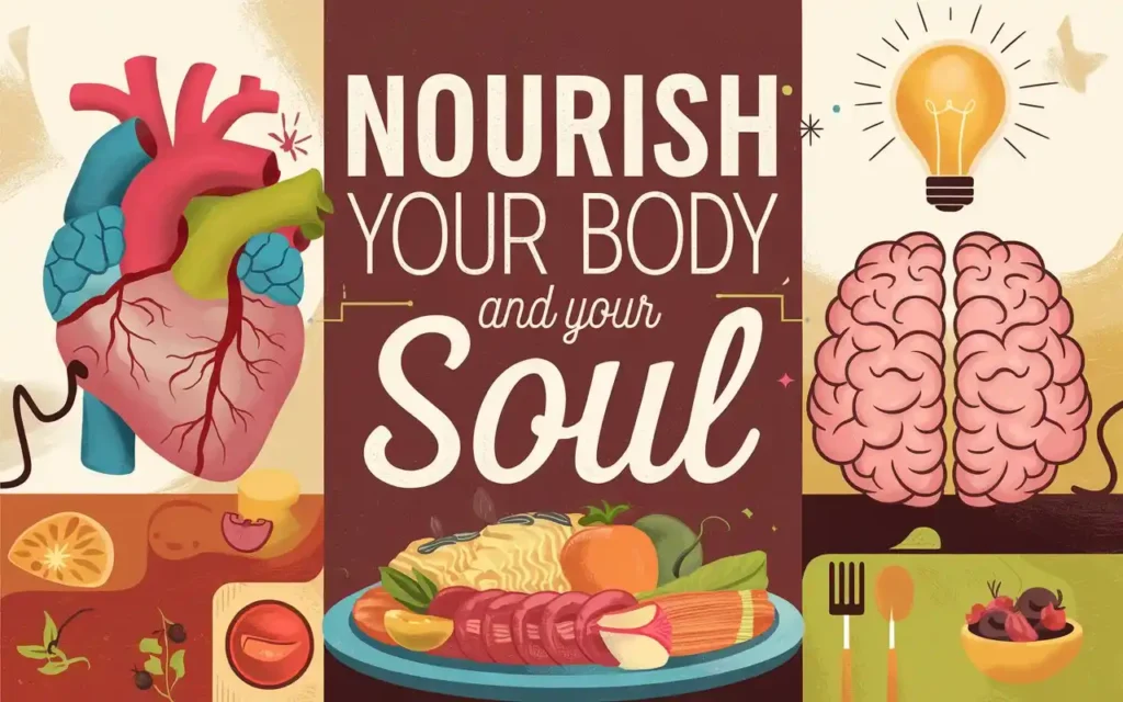 Illustration of healthy eating motivation quotes highlighting benefits