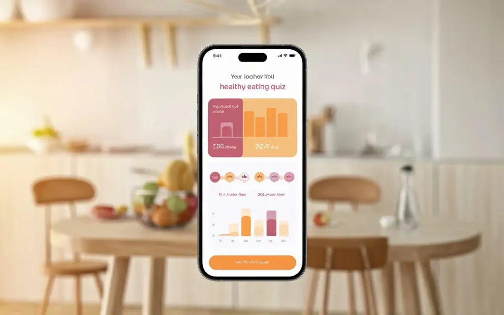 Healthy eating quiz results displayed on a smartphone