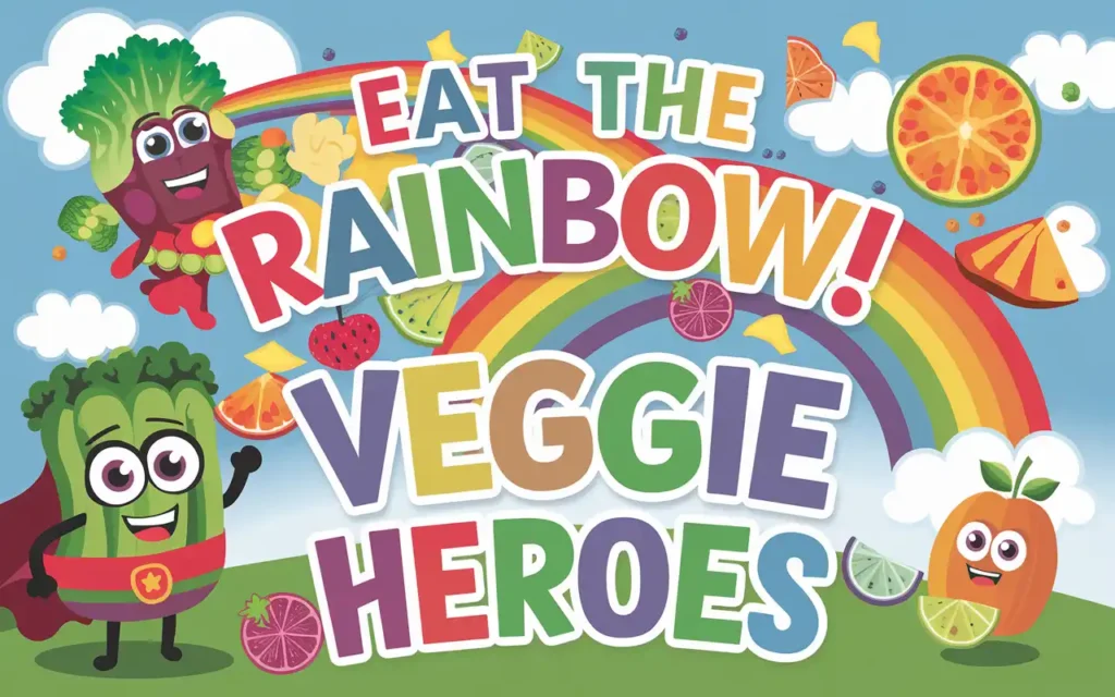 Playful poster with healthy eating slogans for children