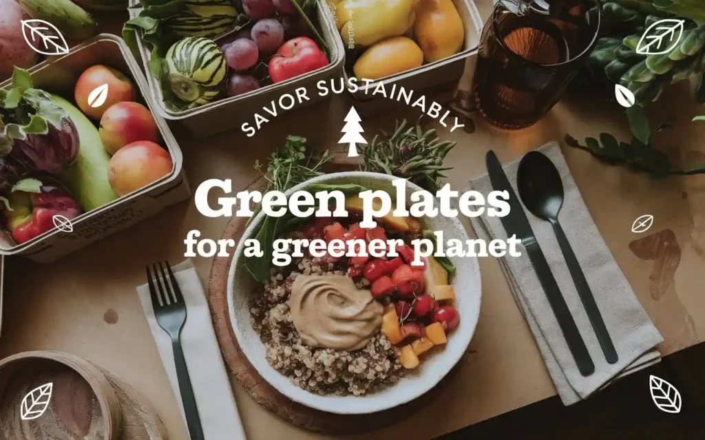 Sustainable living themed healthy eating slogans with eco-friendly visuals