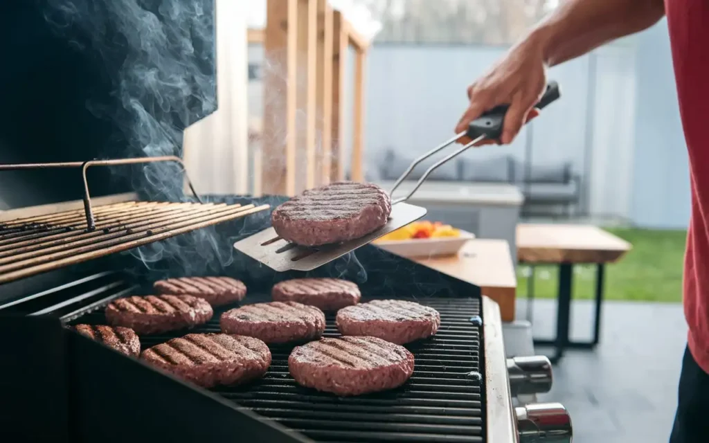 Healthy hamburger recipes being prepared using grilling and pan-searing techniques