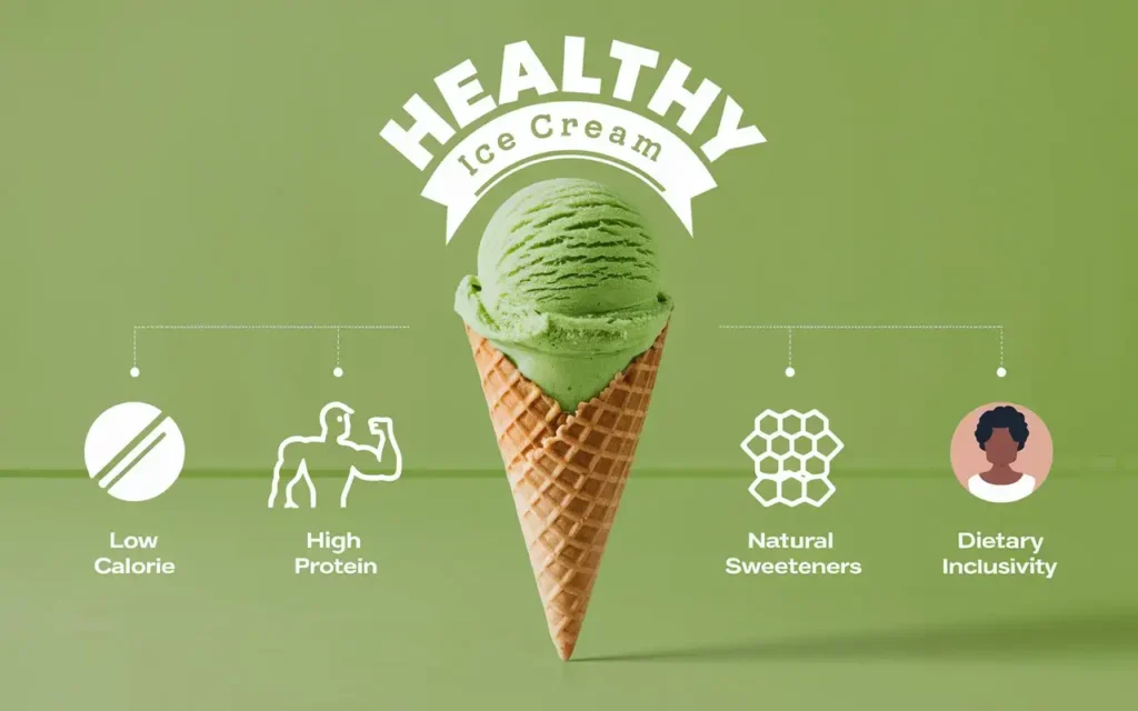 Infographic highlighting the benefits of healthy ice cream bars.
