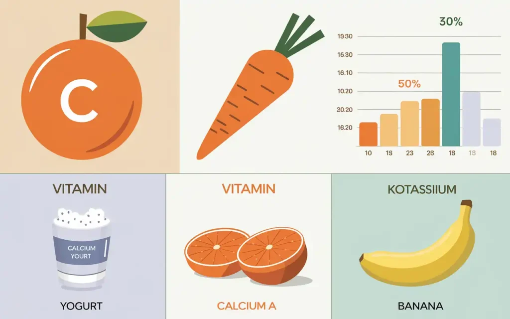 Infographic of nutrients found in healthy juice for kids
