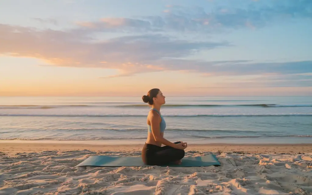 Healthy living images of a person practicing yoga in a tranquil environment