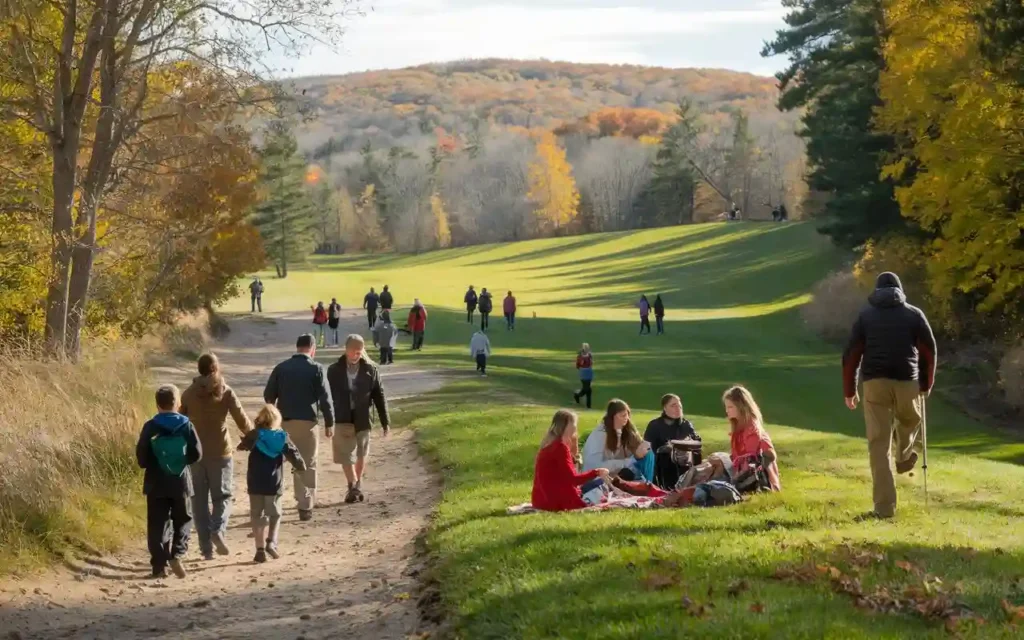 Healthy living Williston VT: families enjoying outdoor activities in the park
