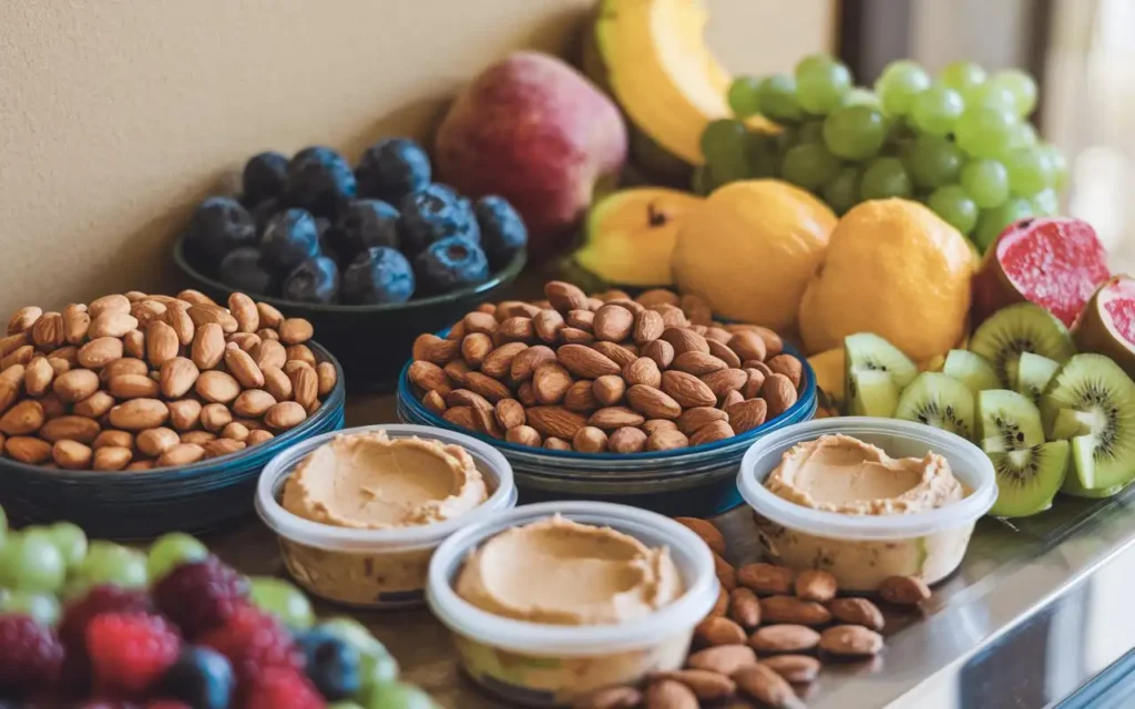 Assorted healthy snacks for a business trip