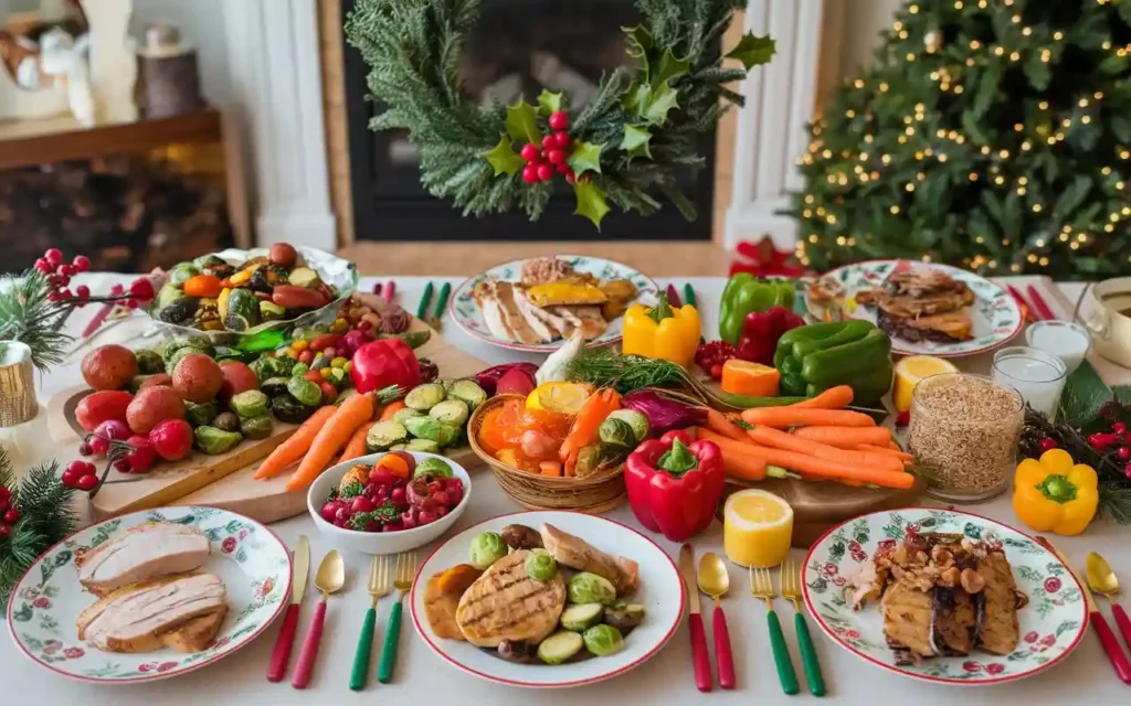 Holiday health tips featuring nutritious festive meals and portion control
