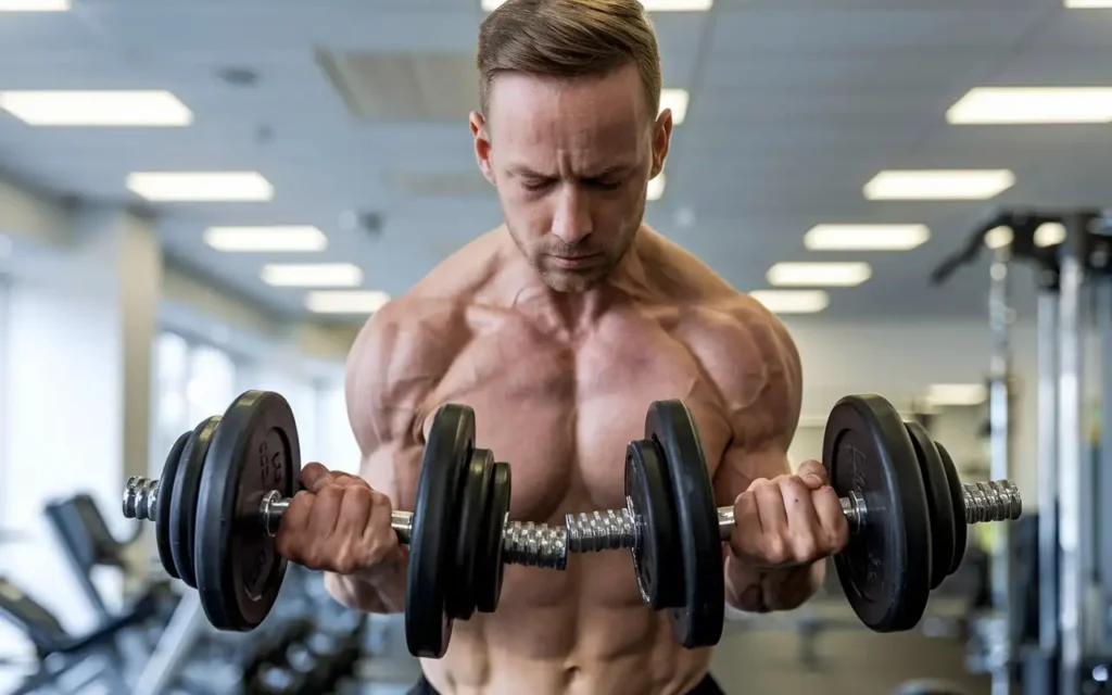 Man lifting weights to demonstrate effective exercise strategies for muscle health