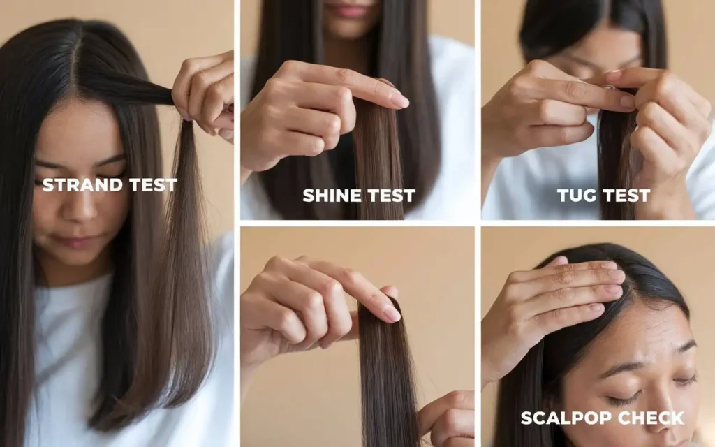 Performing self-assessment tests to determine healthy hair