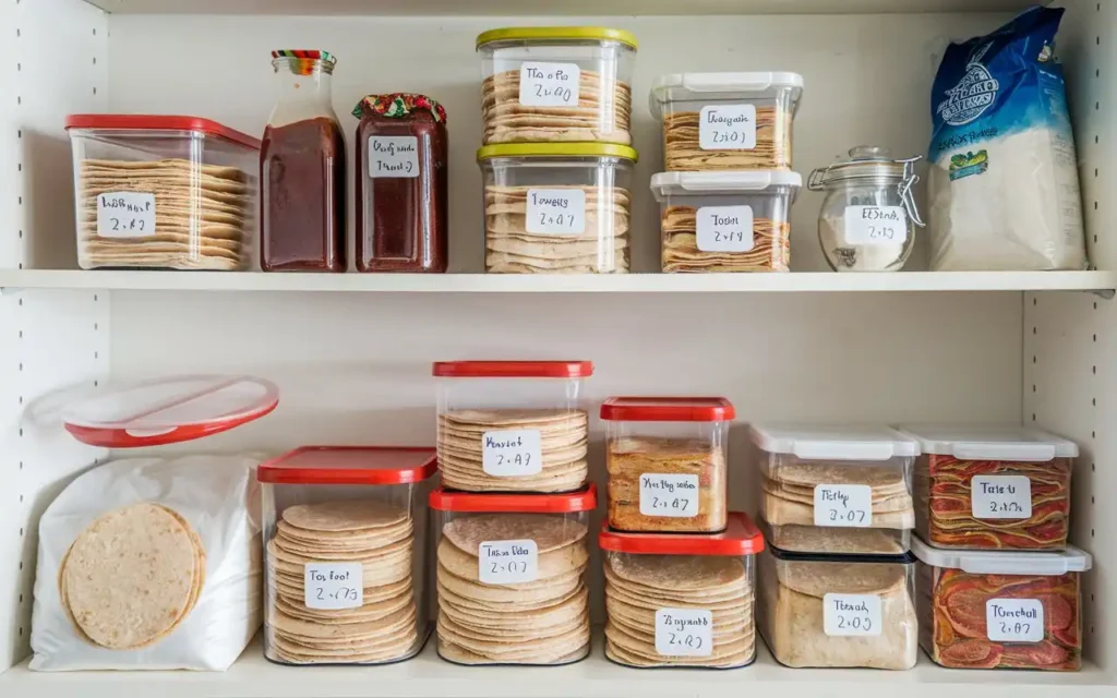 Properly stored healthy tortillas in airtight containers