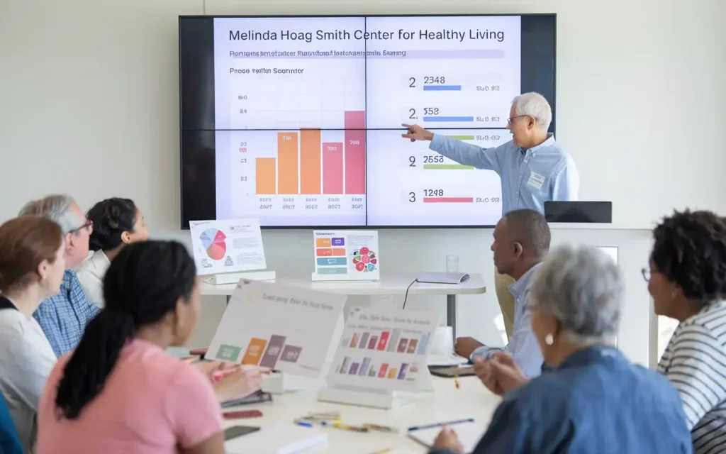 Community members participating in a health workshop at Melinda Hoag Smith Center for Healthy Living.
