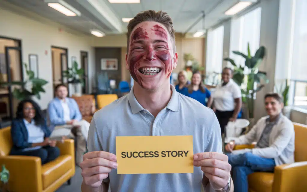 Smiling patient sharing their success story at Melinda Hoag Smith Center for Healthy Living.
