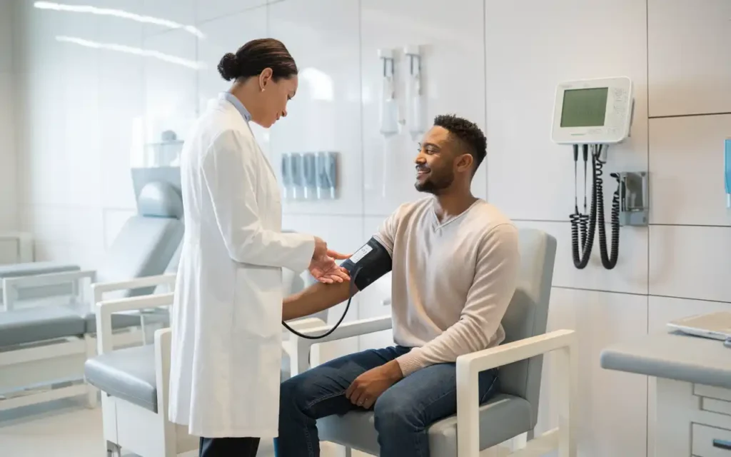 Men's health tips preventive health screenings at a clinic