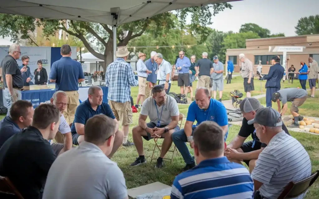 Community members supporting Men's Mental Health Awareness Day