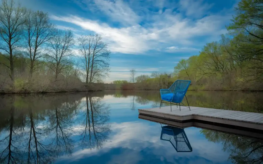 Blue color promoting calmness in mental health awareness