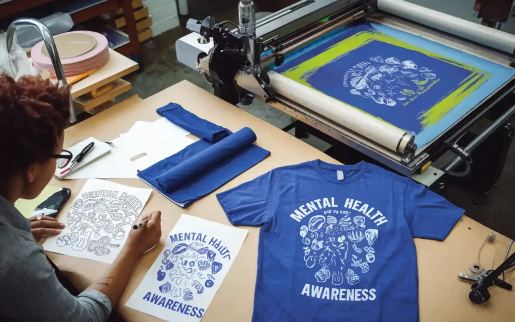 Custom Mental Health Awareness T-Shirt creation process