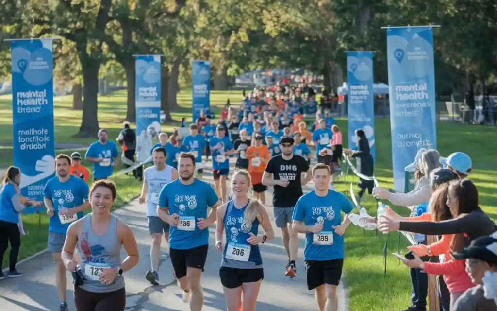 Charity run event for mental health awareness week activities