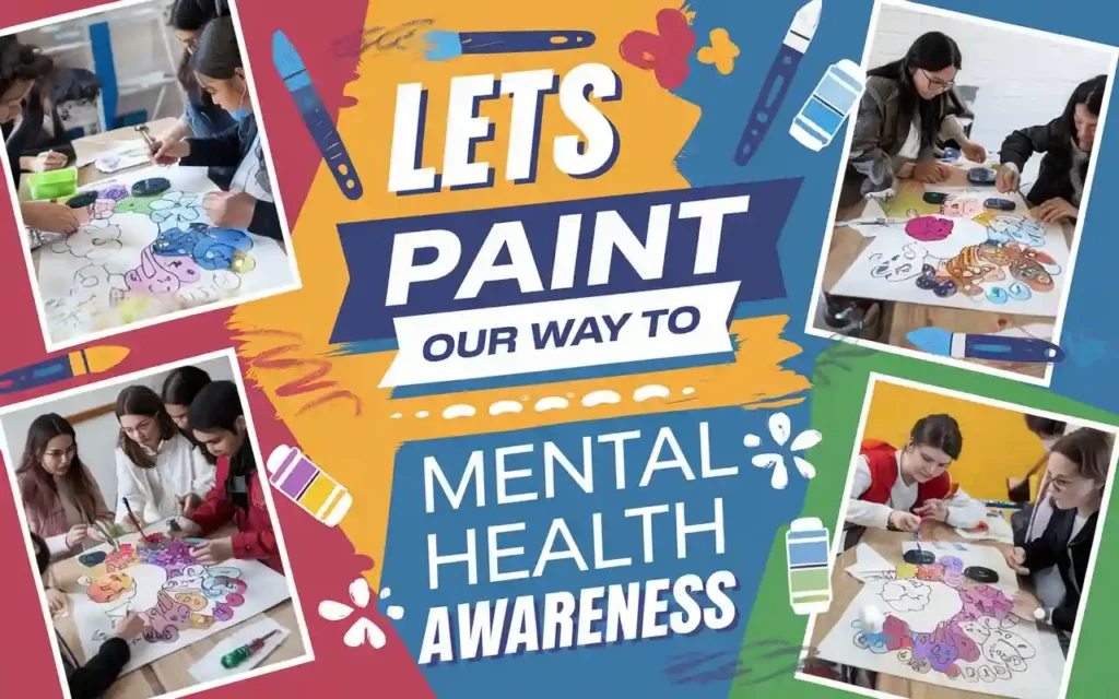 Mental health poster ideas for schools featuring DIY collaborative art projects