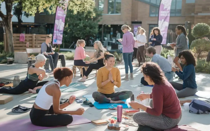 People engaging in mental health week activities together