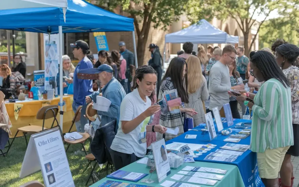 Community gathering for mental health week activities and outreach.
