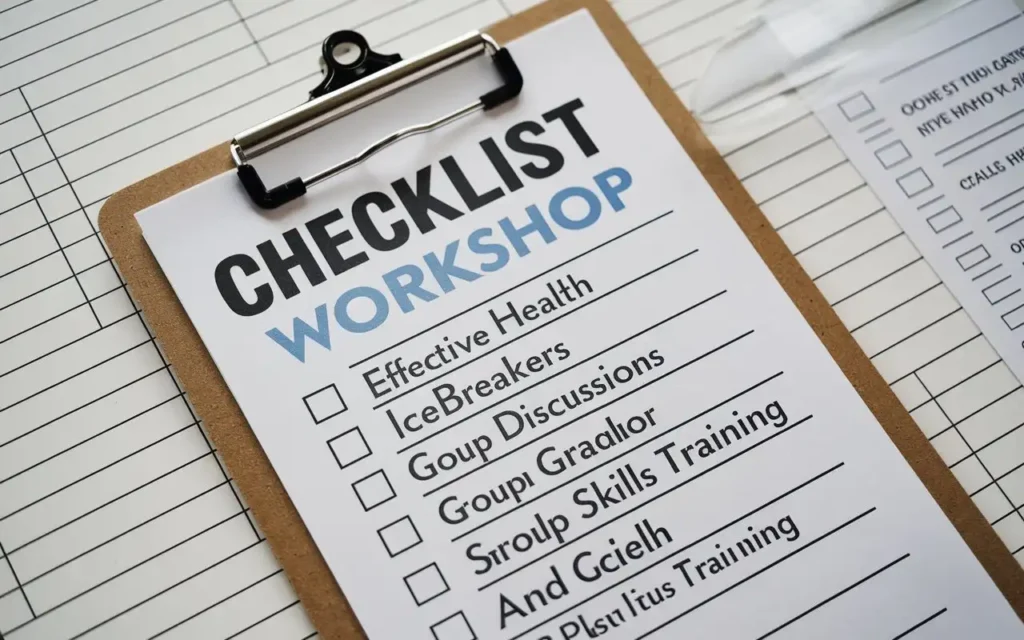 Checklist of essential components for mental health workshops