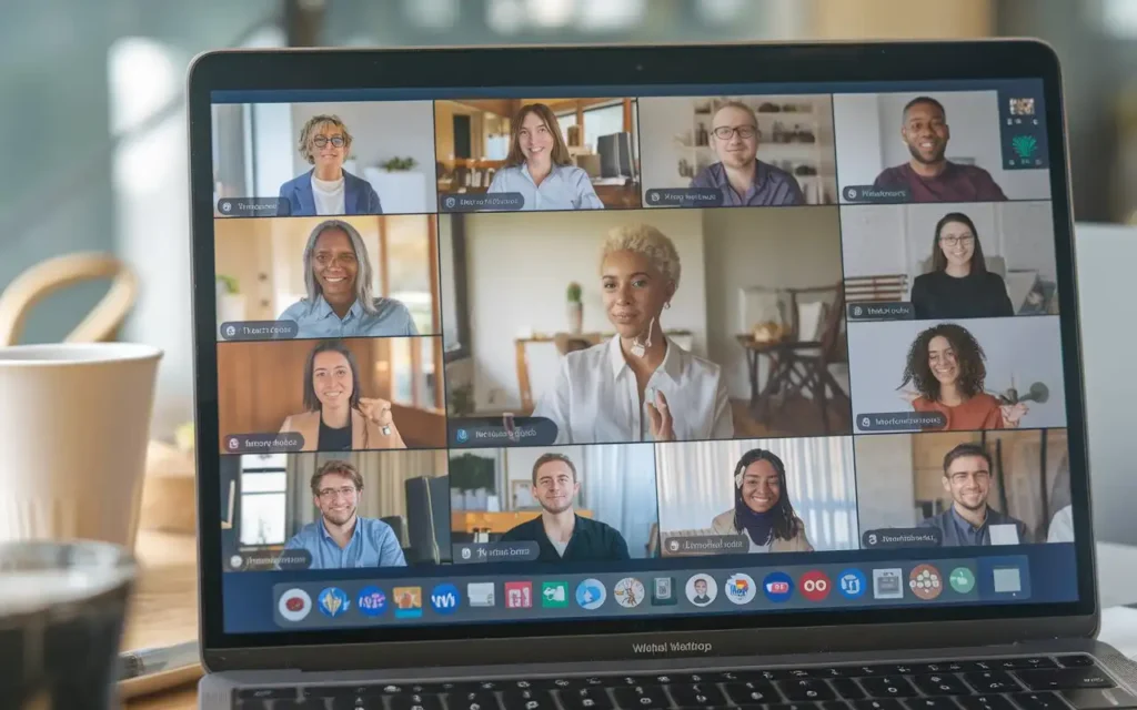 Participants engaged in a virtual mental health workshop via video conferencing